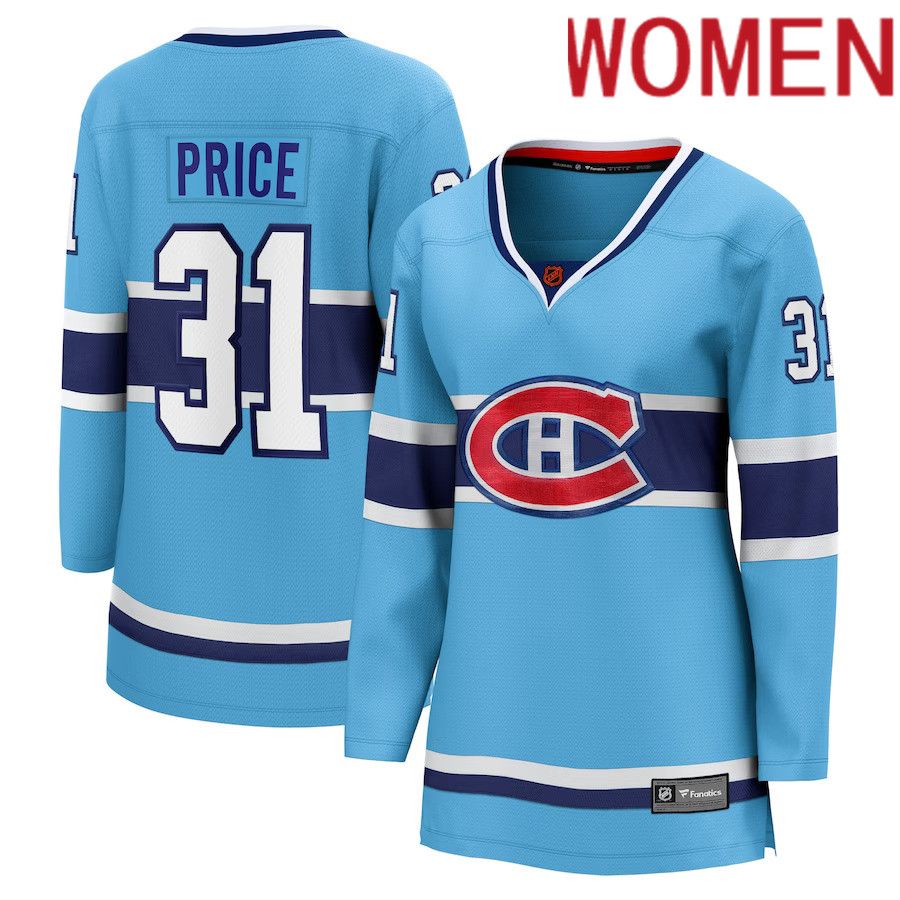 Women Montreal Canadiens 31 Carey Price Fanatics Branded Light Blue Special Edition Breakaway Player NHL Jersey